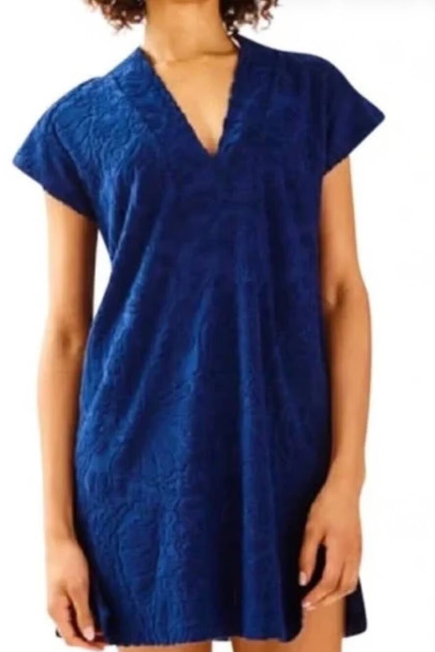 Lilly Pulitzer Womens XS Blue Finsbury Beach Cover Up Too Much Bubbly Jacquard